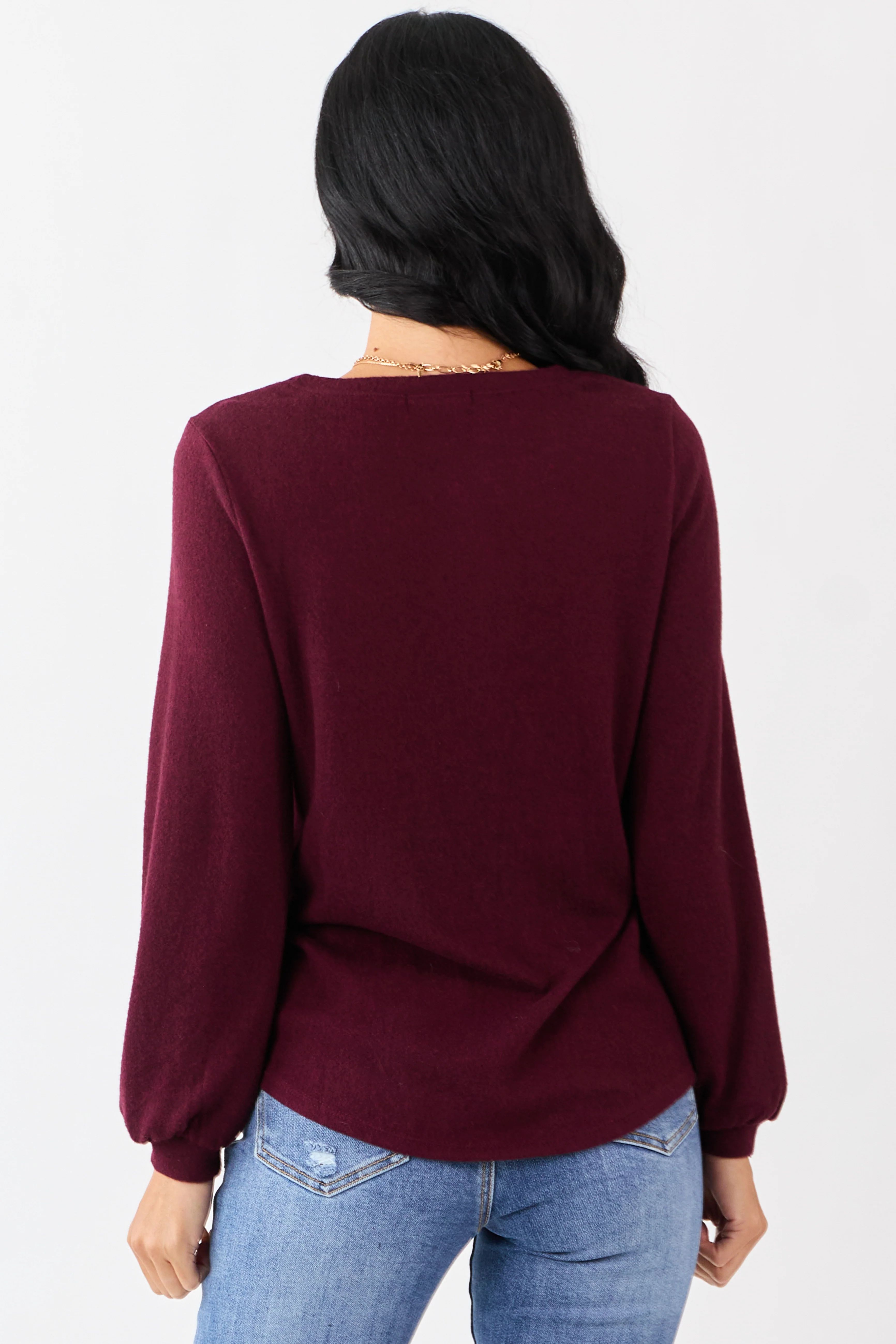 Wine Floral Lace Detailed Sweater - Image 5